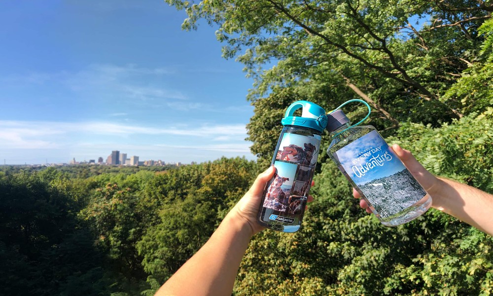 Custom Nalgene bottle used in outdoor and indoor routines